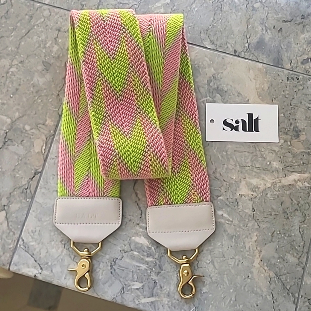 Madewell x salt Avery strap pink and green brass hardware, crossbody, never used